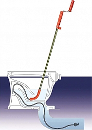 Применение телескопической прочистки засора унитаза General Pipe Cleaners Flexicore T6FL-DH